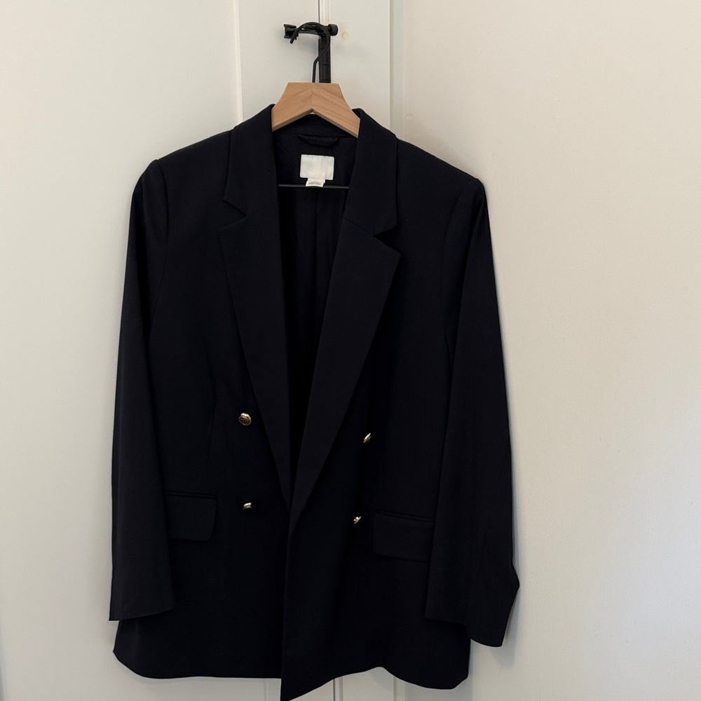 H&M Classic Navy Double-Breasted Women's Blazer